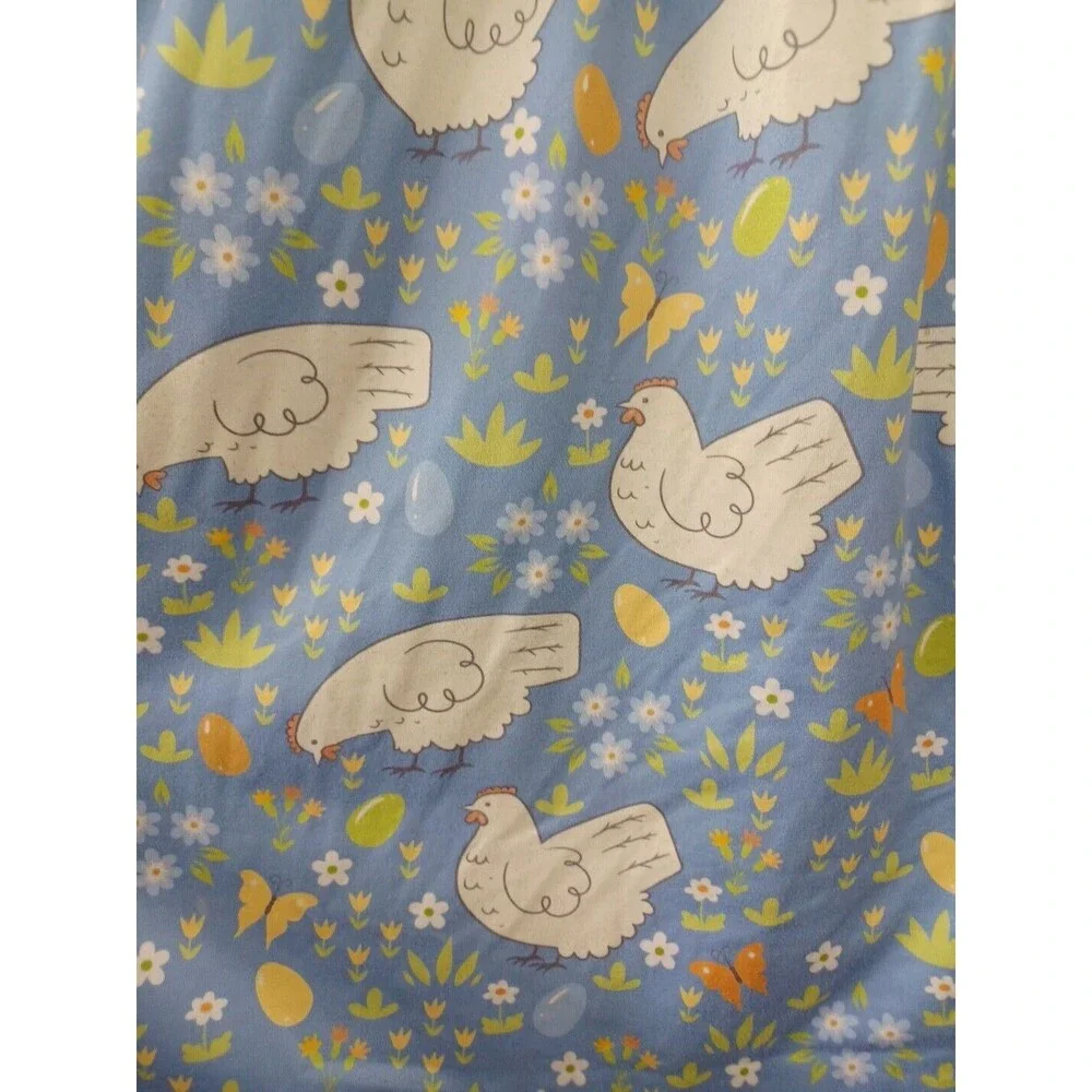 Girl Dress with Hens Eggs Chicken Butterflies Blue 6X